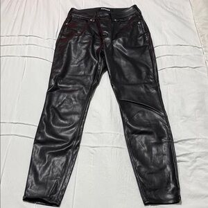 Express High-Rise Sleek Black Tight Leather Pants- Size 2R